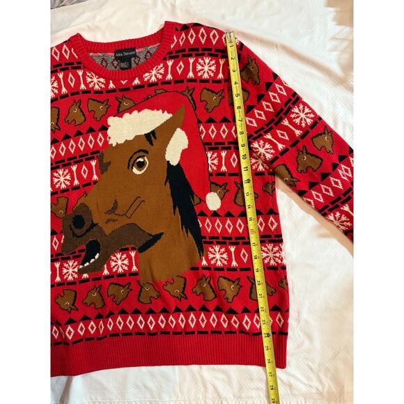 Alex Stevens Ugly Christmas Sweater brown horse holiday party L - Picture 6 of 9